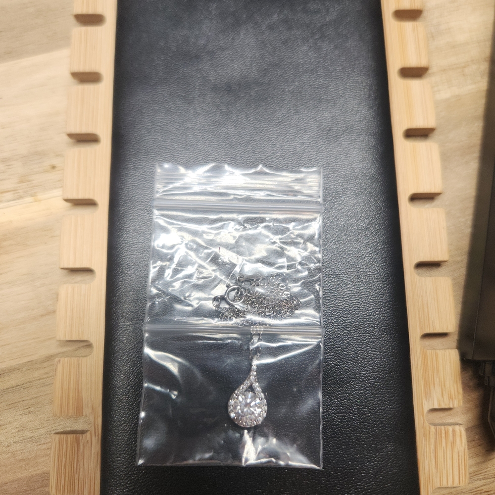 Moissanite Teardrop Pendant Necklace 925 Sterling Silver - Picture 15 of 15